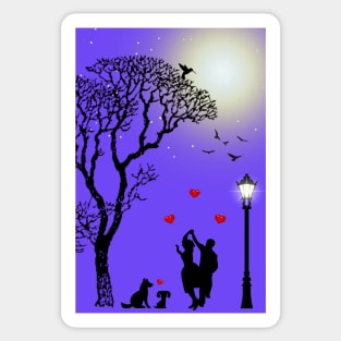 Couples dancing under the moon and Stars Sticker